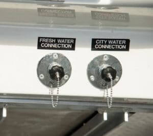 filling the travel trailers with water