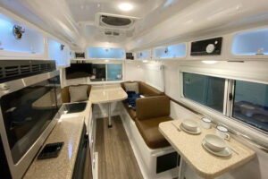 camper trailer inside kitchen