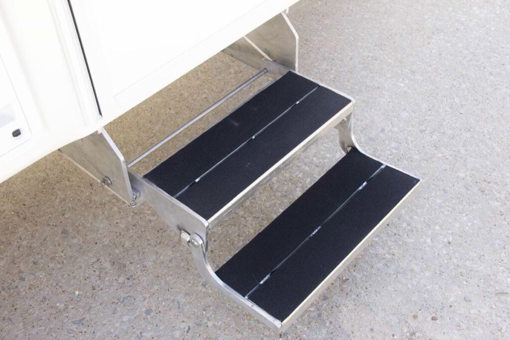 Fold Up Aluminum Double Entry Steps with Grip Tape