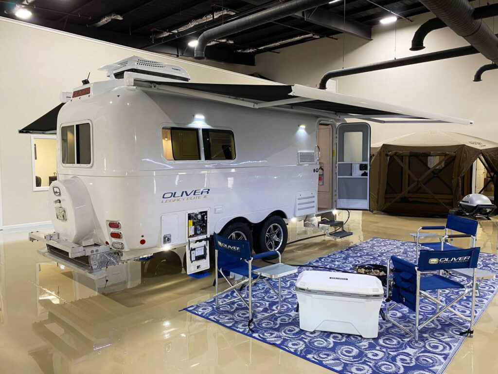 outside camper view rear side awning